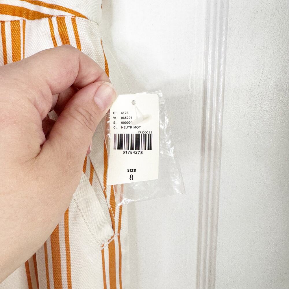 MAEVE Sunshine Wide Leg Satin Striped Pants Yellow White NEW Anthropologie 8 NWT - Picture 6 of 16